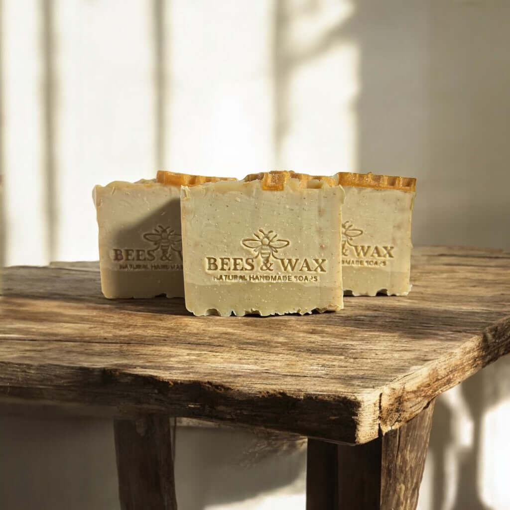 milk and honey + hemp | handcrafted frosted soap | French vanilla, soy milk and nutty almond