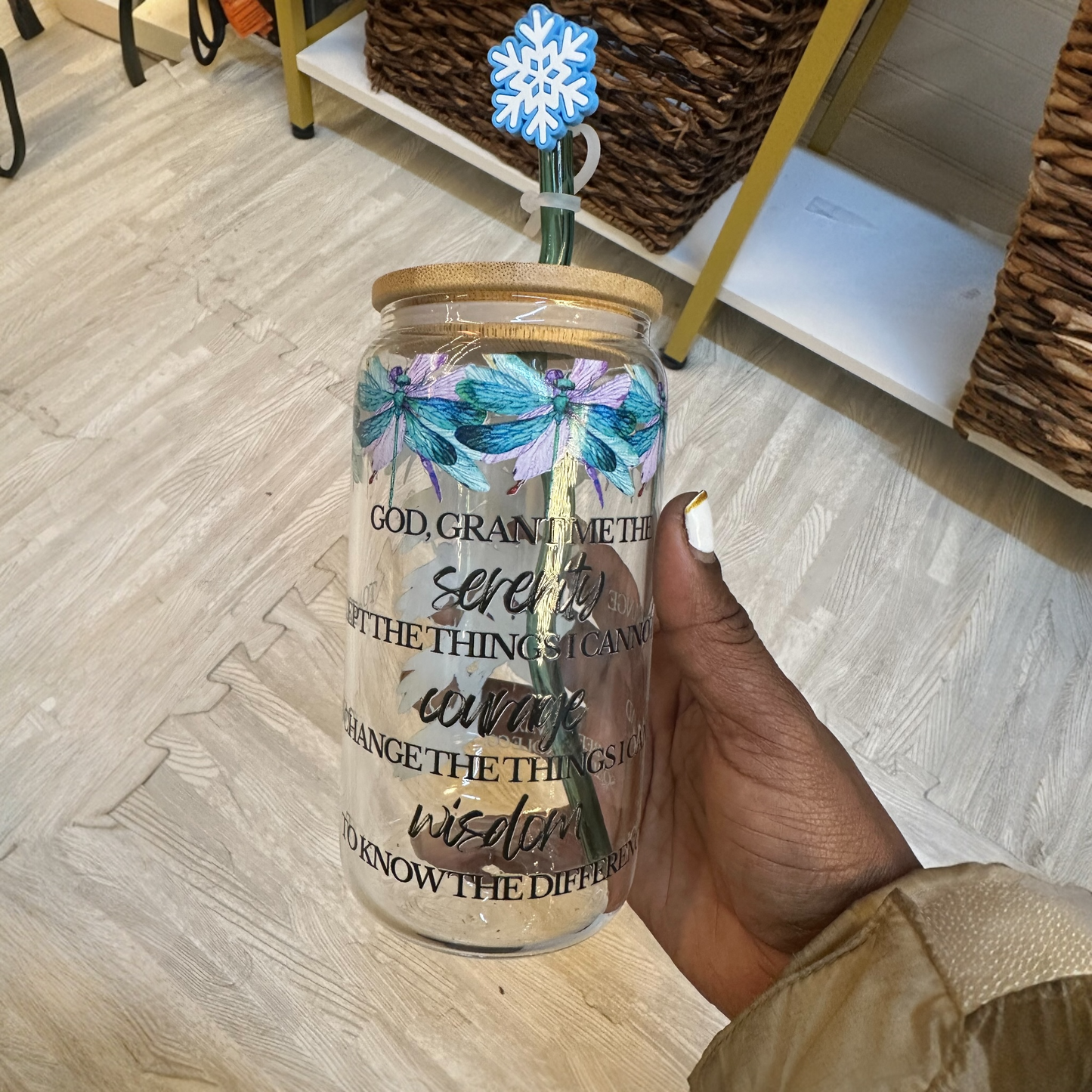 serenity 16 oz. glass cup | bamboo lid | glass straw