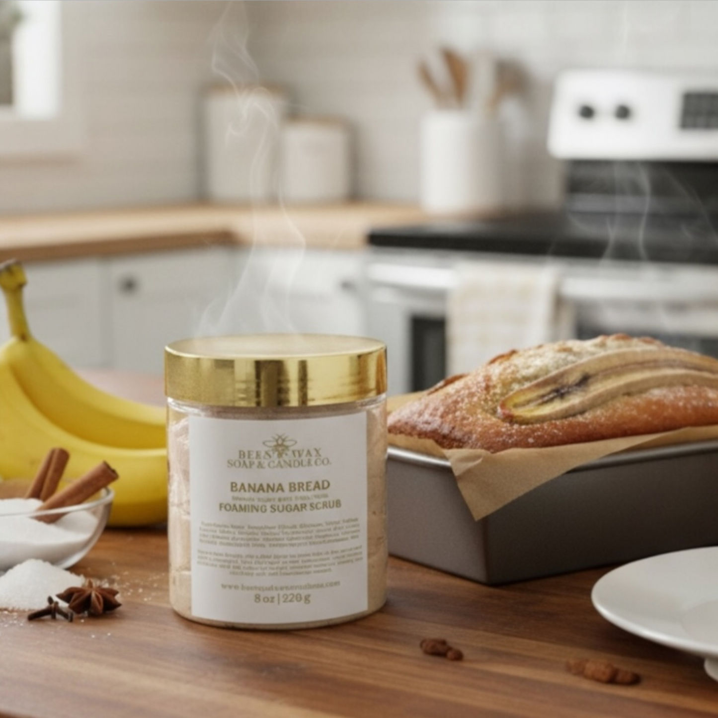 banana bread | foaming sugar scrub | banana, sugar, spiced, butter and vanilla