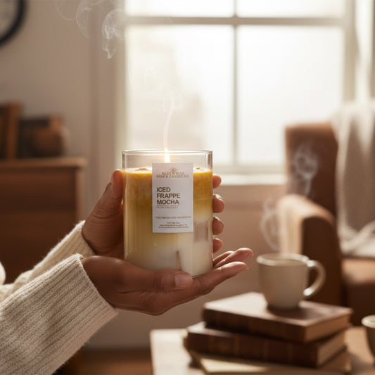 iced frappe mocha 15 oz ice coffee candle| handcrafted realistic ice coffee | made with soy and gel wax