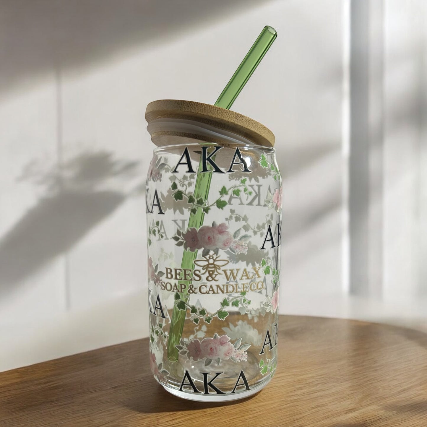 basically boujee | 16 oz. glass cup | bamboo lid | glass straw