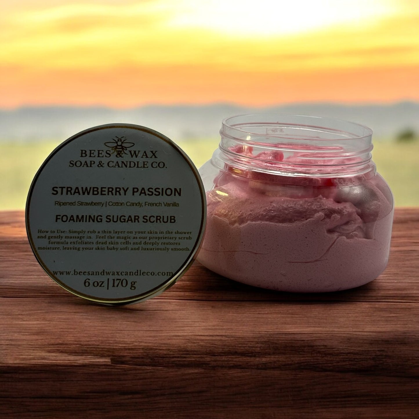 strawberry passion | foaming sugar scrubs | ripened strawberry, cotton candy, french vanilla