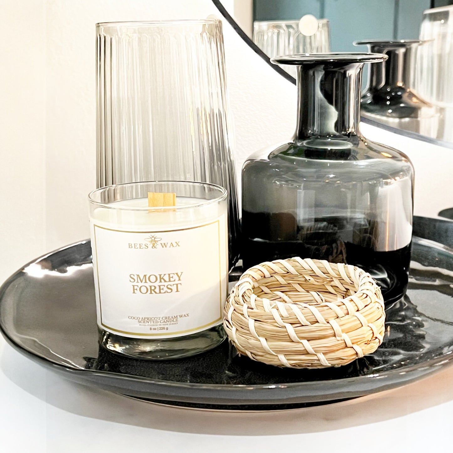smokey forest | 8 oz wooden wick | palo santo & cedarwood