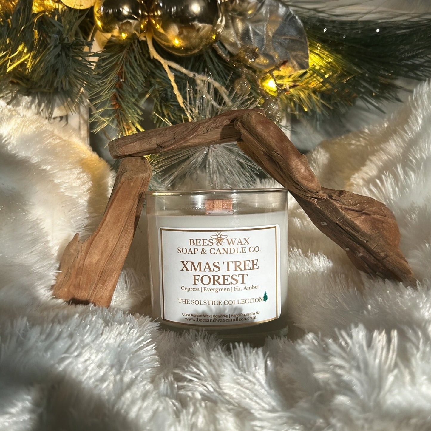 Xmas tree forest | 8 oz wooden wick | evergreen, fir & amber