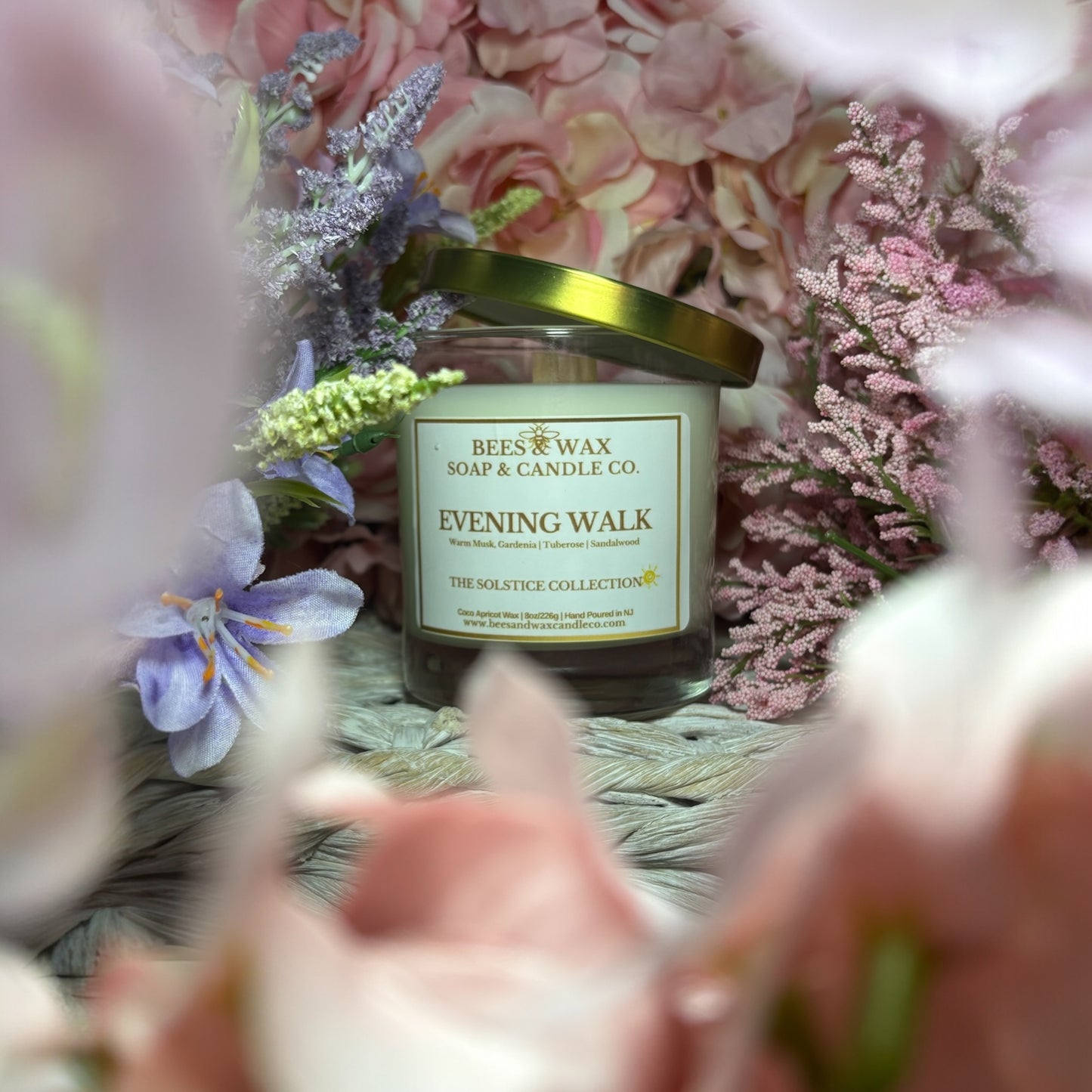 evening walk | 8 oz wooden wick | warm musk, gardenia, tuberose & sandalwood