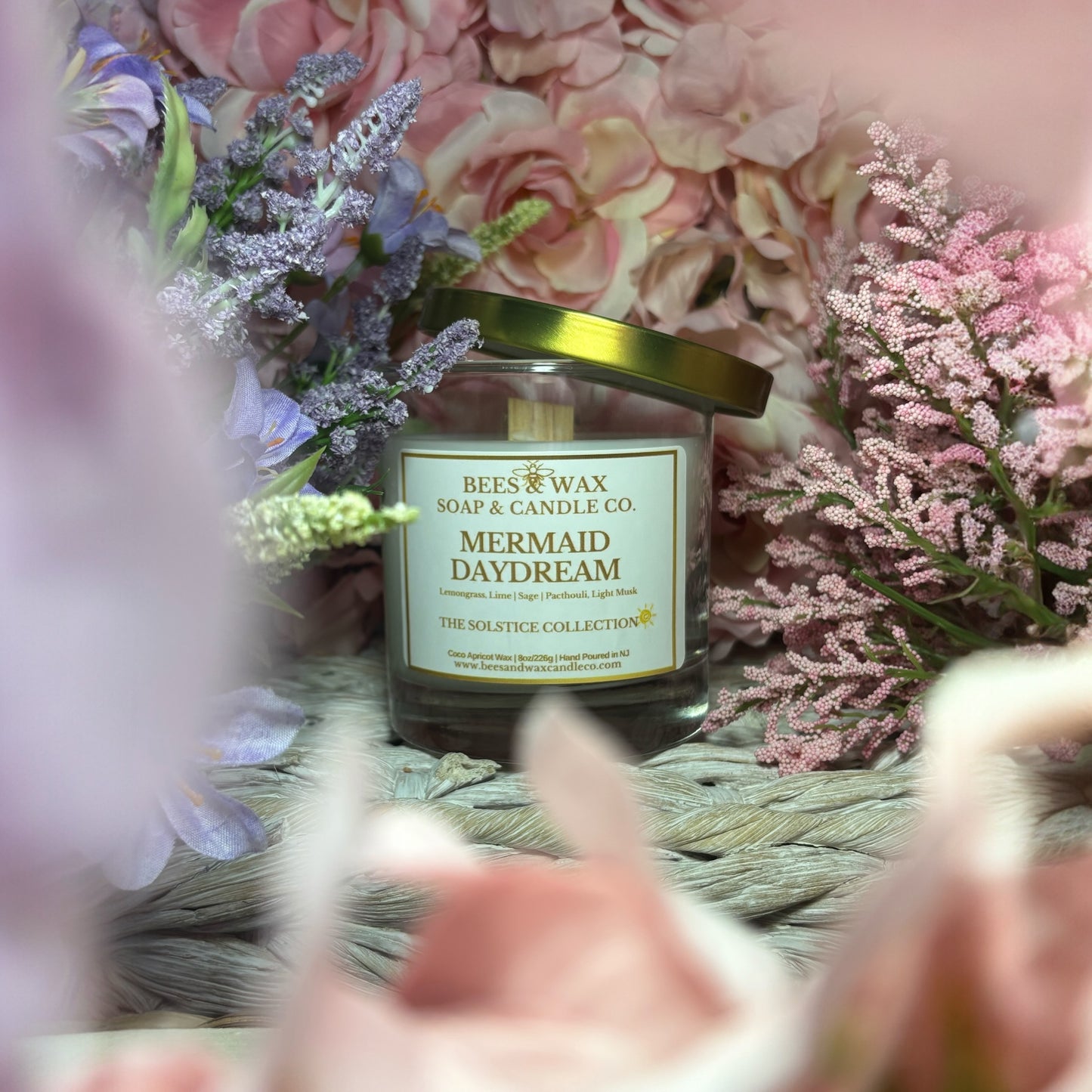mermaid daydream | 8 oz wooden wick | lemongrass, sage & patchouli
