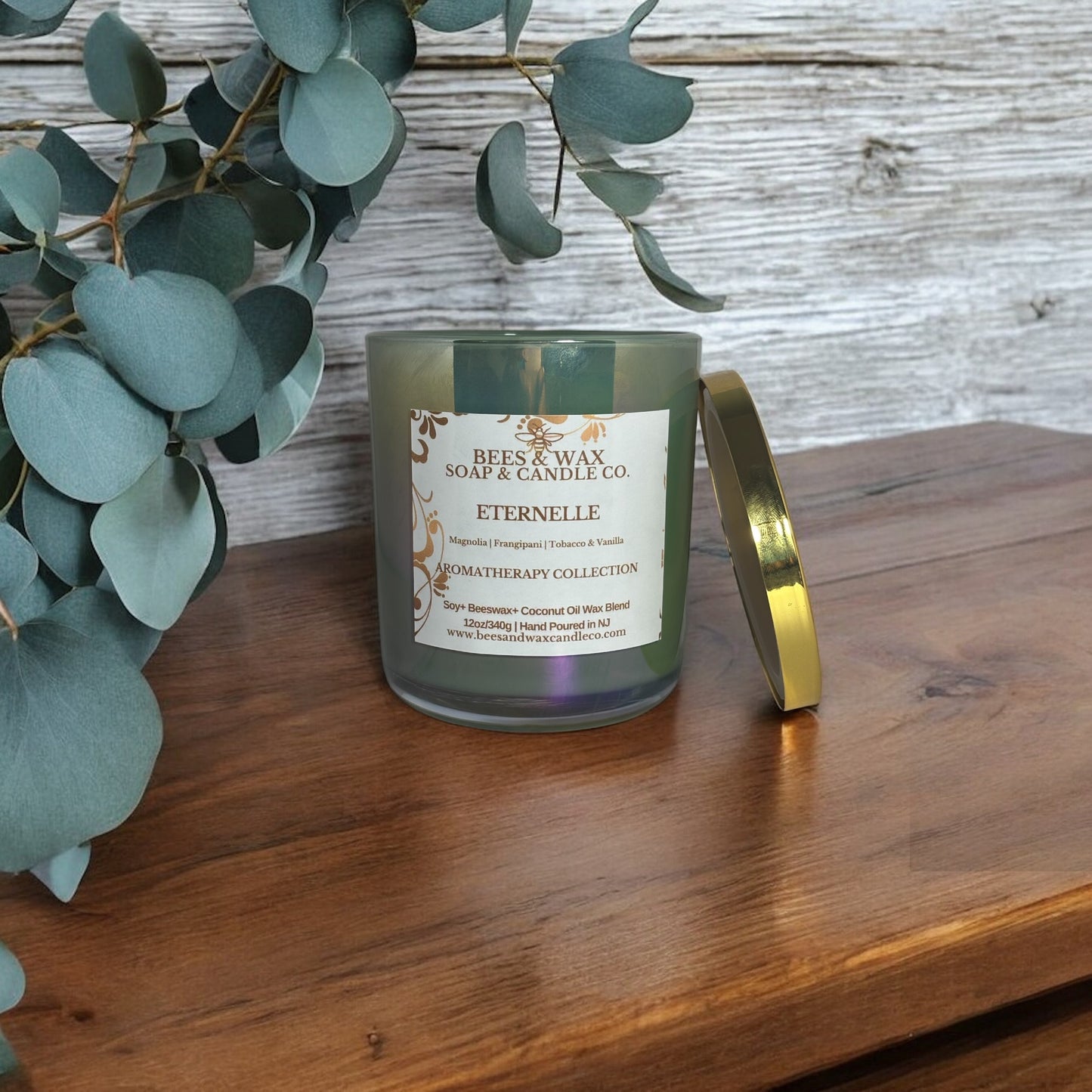 eternelle aromatherapy candles | 12 oz. beeswax candle | magnolia, Frangipani, tobacco & vanilla
