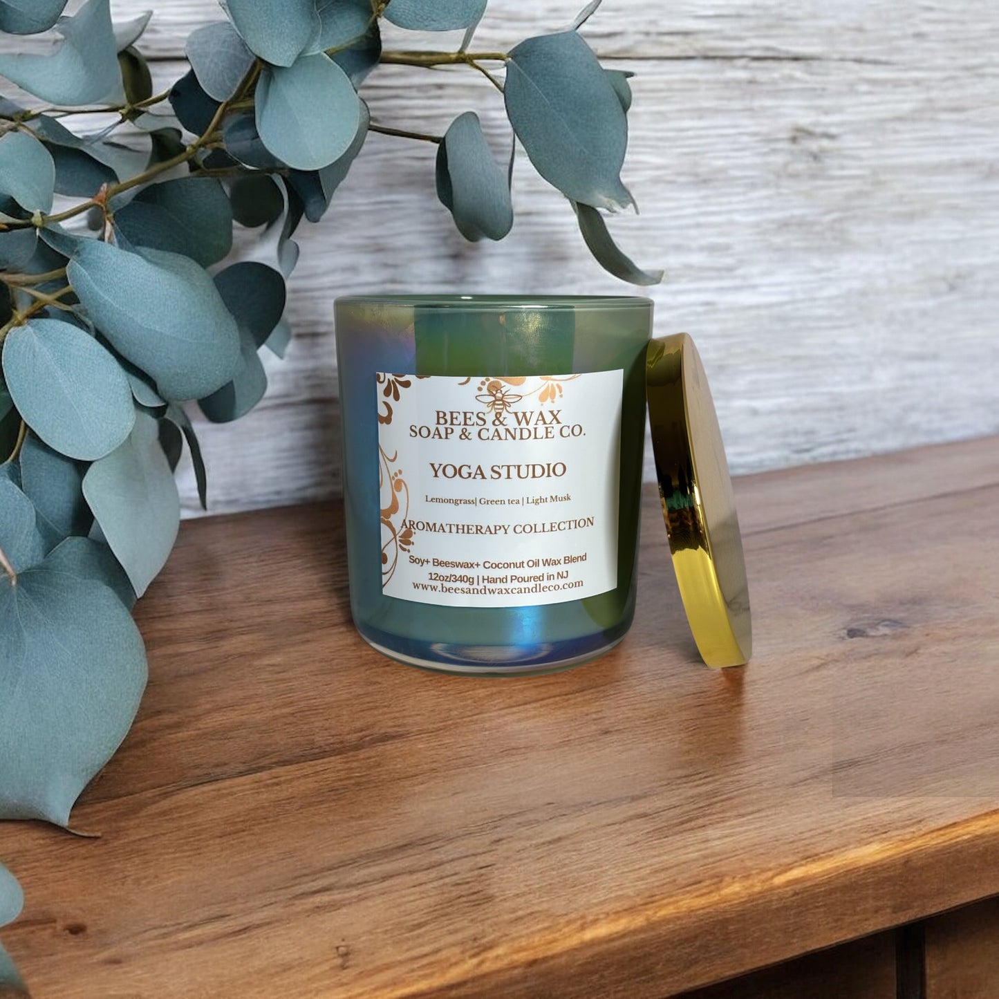 yoga studio aromatherapy candles | 12 oz. beeswax candle | lemongrass, green tea & light musk