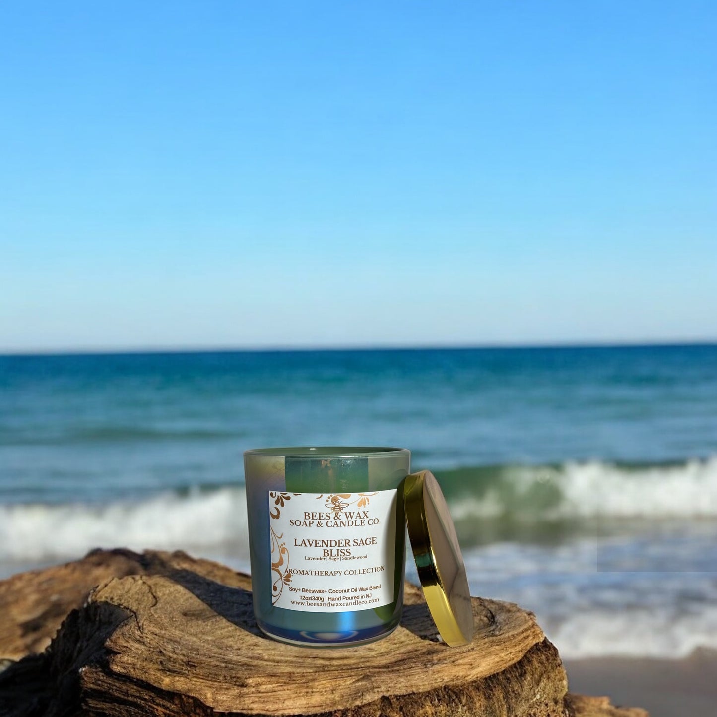 lavender sage bliss aromatherapy candles | wooden wick | lavender, sage, sandalwood