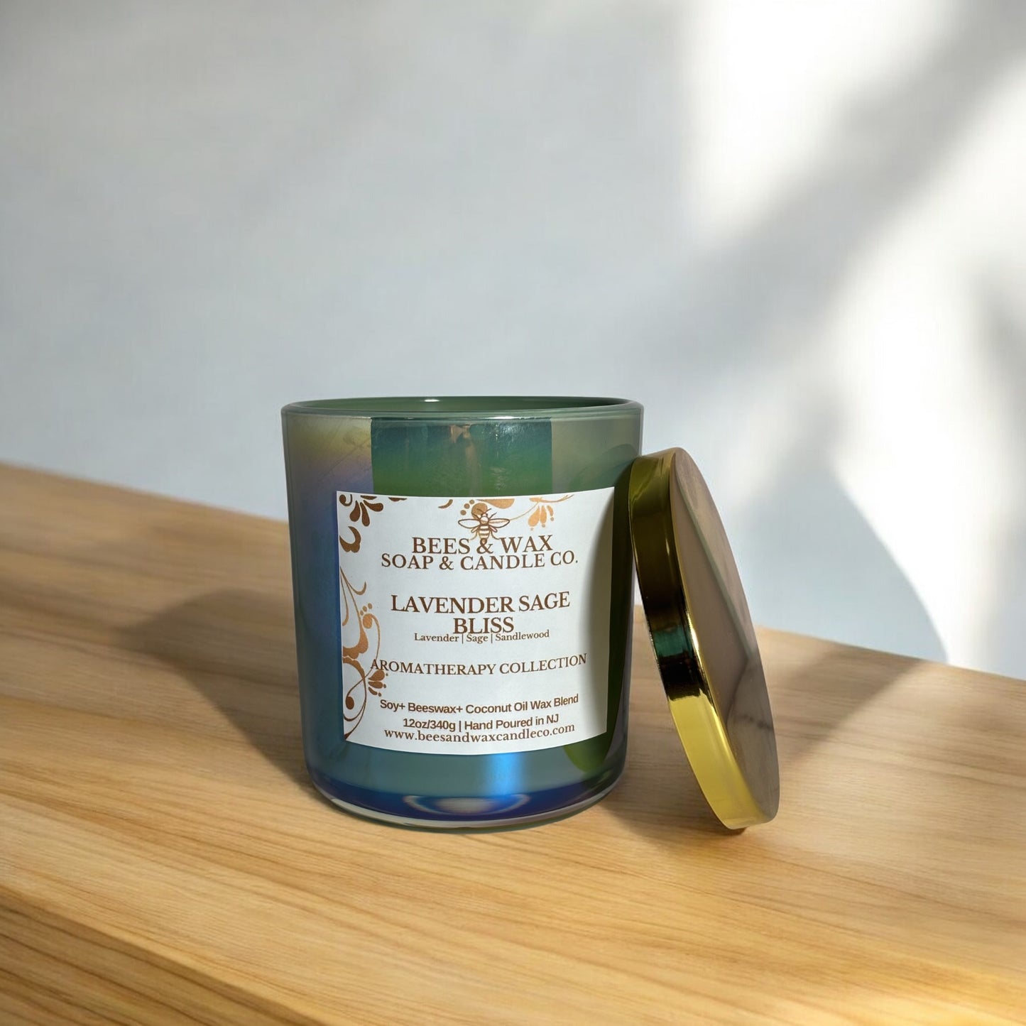 lavender sage bliss aromatherapy candles | 12 oz. beeswax candle | lavender, sage, sandalwood