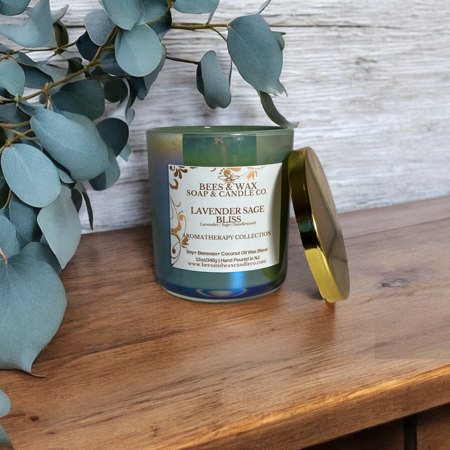 lavender sage bliss aromatherapy candles | 12 oz. beeswax candle | lavender, sage, sandalwood