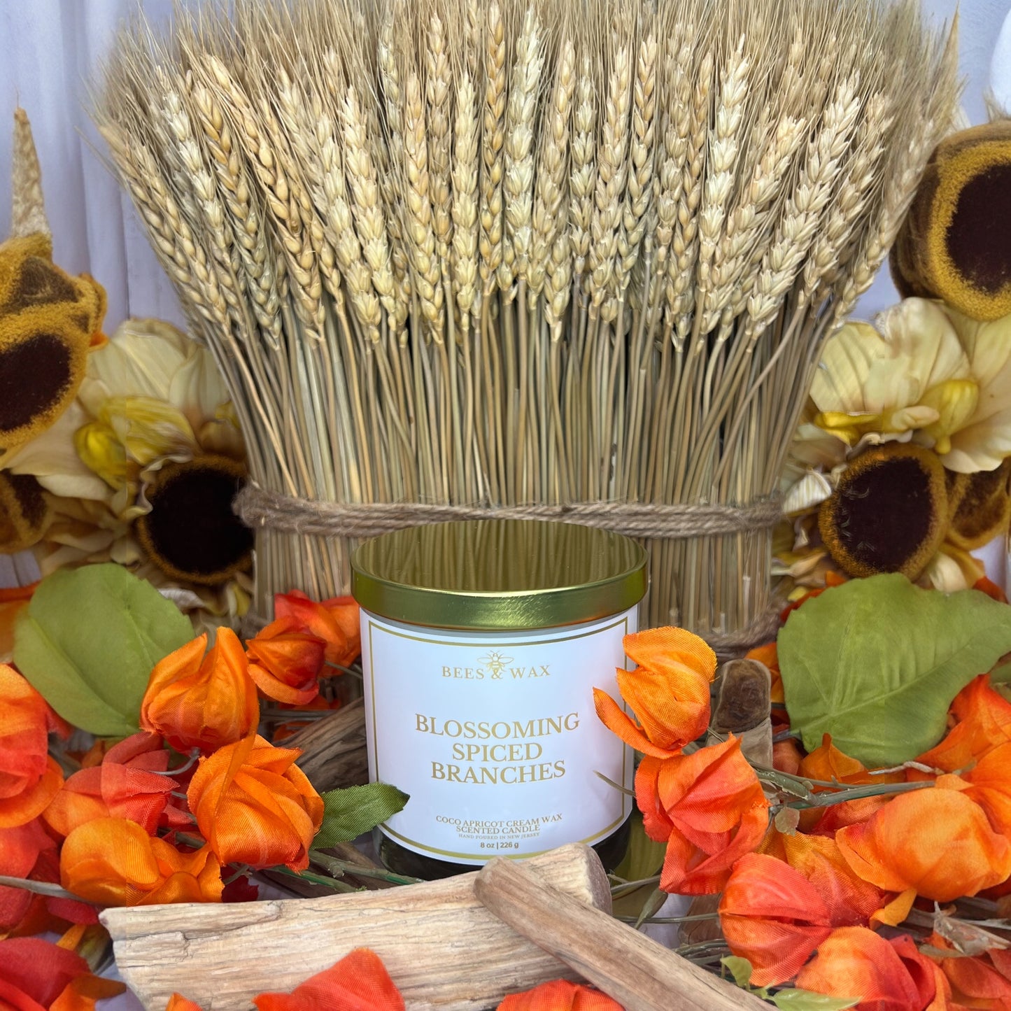 blossoming spiced branches | 8 oz wooden wick | jasmine, cinnamon & patchouli