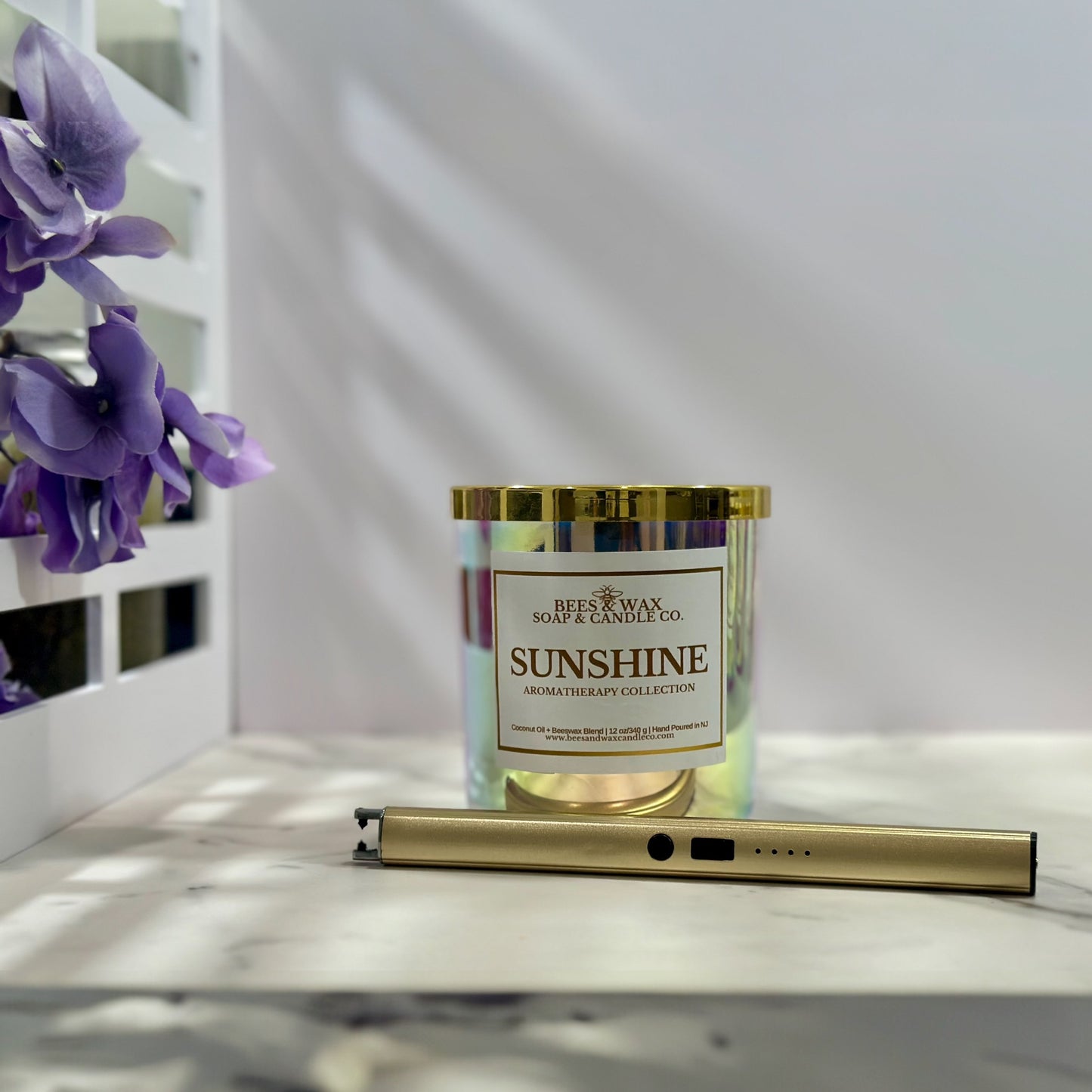 sunshine aromatherapy candles | 12 oz. beeswax candle | pure tea tree & lemon essential oils