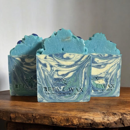 fresh picked blueberries + hemp | handcrafted frosted soap | freshly harvested blueberries