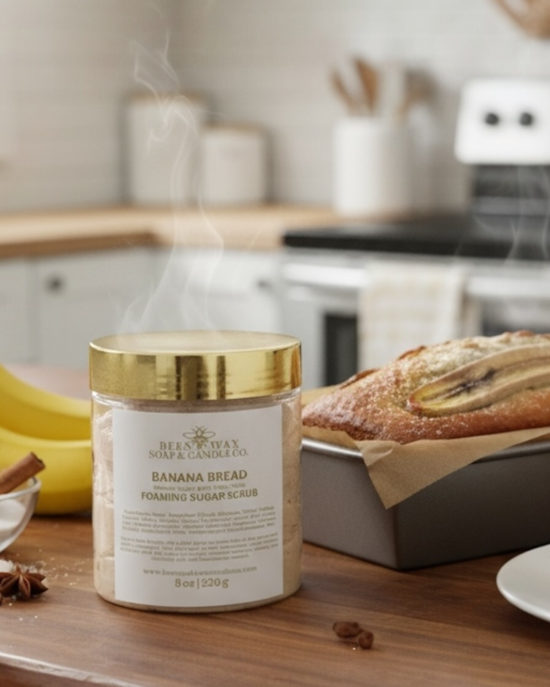 banana bread | foaming sugar scrub | banana, sugar, spiced, butter and vanilla