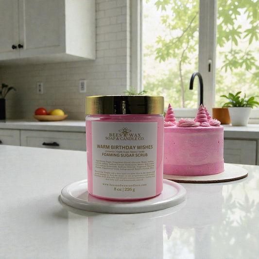 warm birthday wishes | foaming sugar scrubs | cinnamon, maple sugar, bakery, vanilla