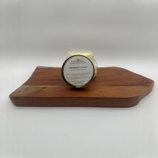 midnight coast | luxuriously whipped body butter | Italian bergamot, marine accord, golden amber.
