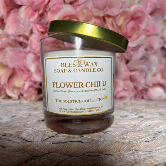 flower child | 8 oz wooden wick | lemon, honeysuckle, jasmine & violet