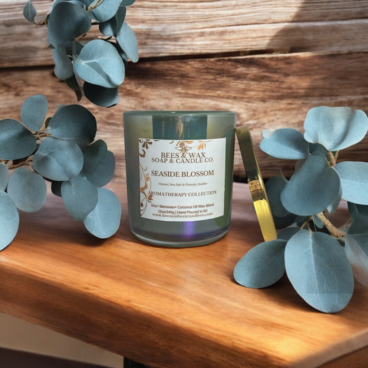 seaside blossom | 12 oz. wooden wick | pure ozone, sea salt, freesia & amber.