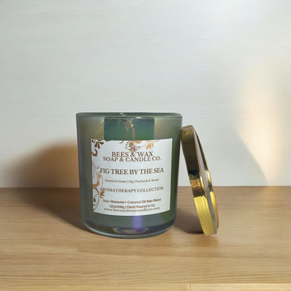 fig tree by the sea aromatherapy candles | 12 oz. beeswax candle | freesia, ozone, fig, patchouli & wood