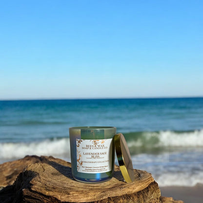 lavender sage bliss aromatherapy candles | 12 oz. beeswax candle | lavender, sage, sandalwood