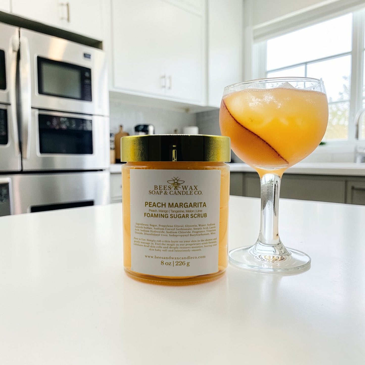 Peach Margarita | foaming sugar scrubs | peach, mango, tangerine, melon, lime