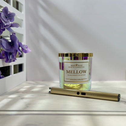 mellow aromatherapy candles | 12 oz. beeswax candle | pure geranium and lavender essential oils