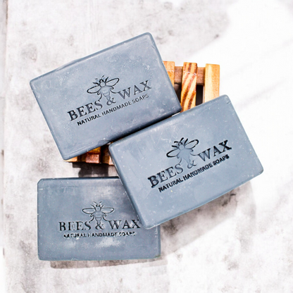 activated charcoal | natural handcrafted body soap bar | lavender + tea tree