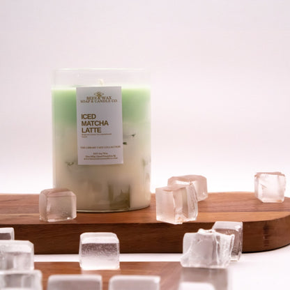 iced matcha latte 15 oz matcha candle | handcrafted realistic ice matcha| made with soy and gel wax